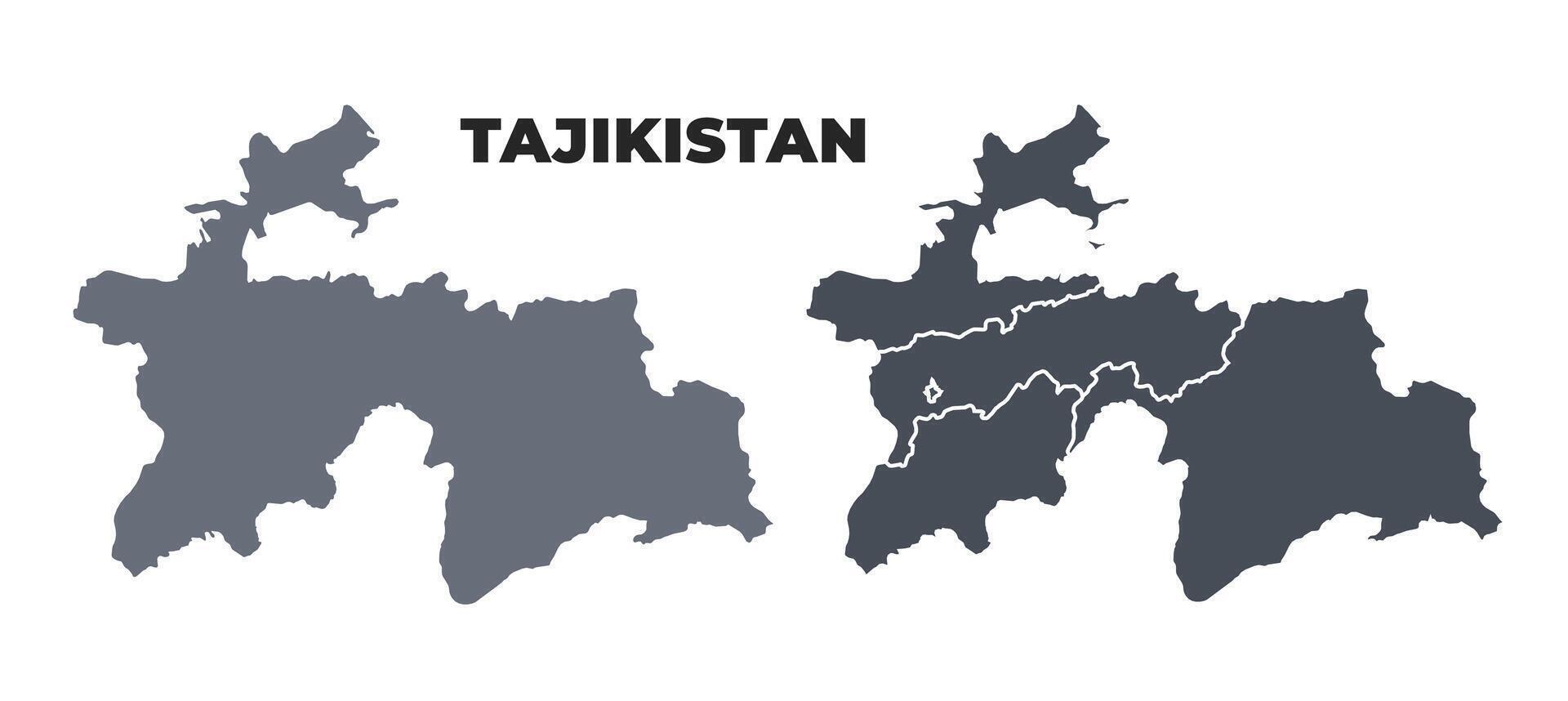 Tajikistan grey political map simple flat illustration set vector
