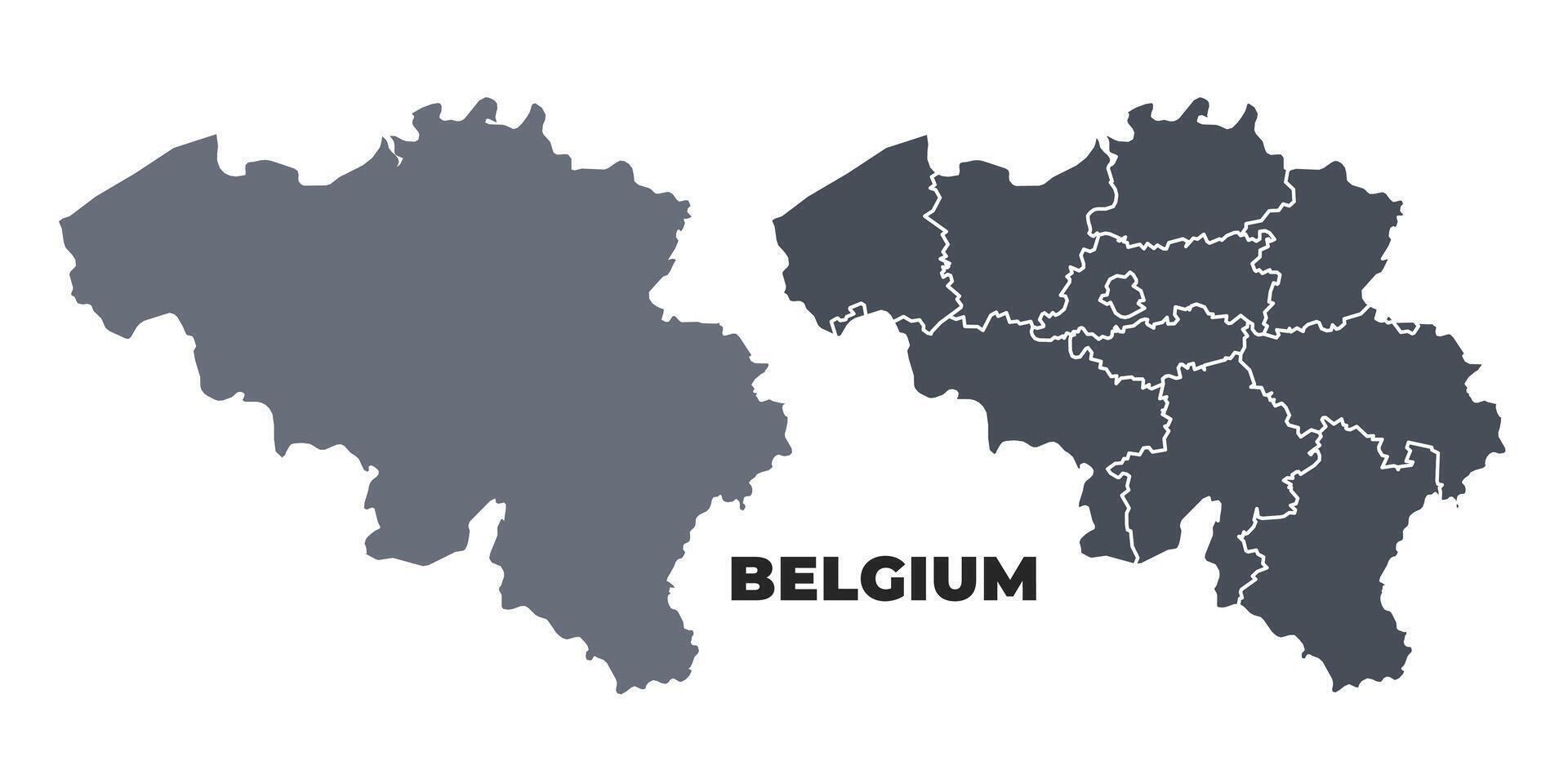 Belgium grey political map simple flat illustration set vector