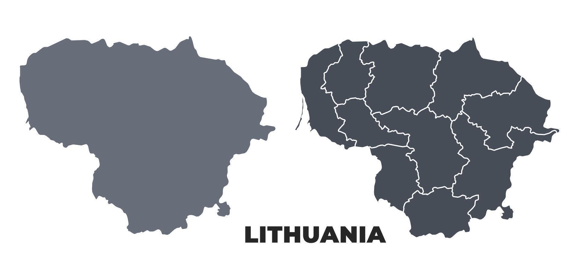 Lithuania grey political map simple flat illustration set vector