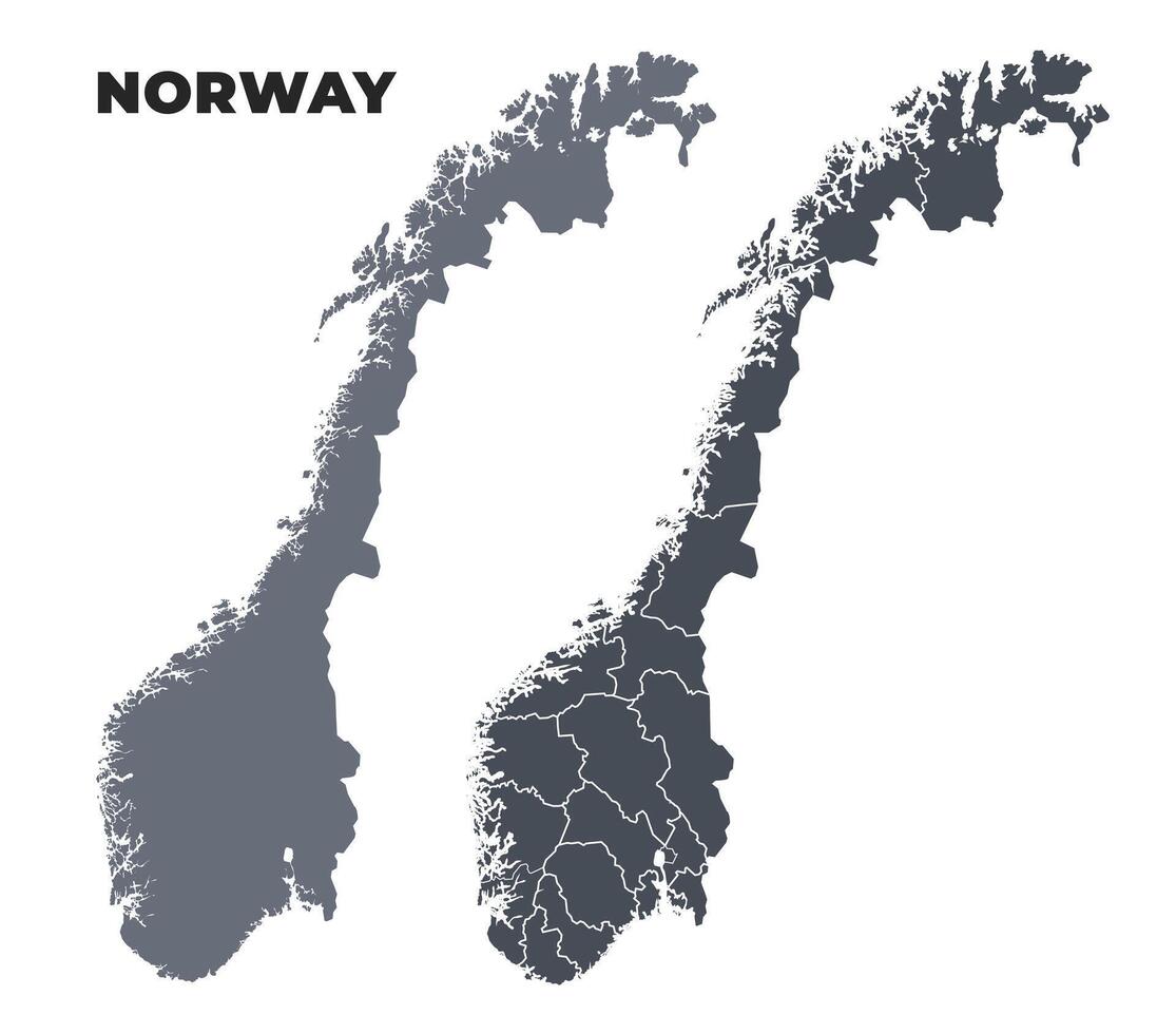 Norway grey political map simple flat illustration set vector