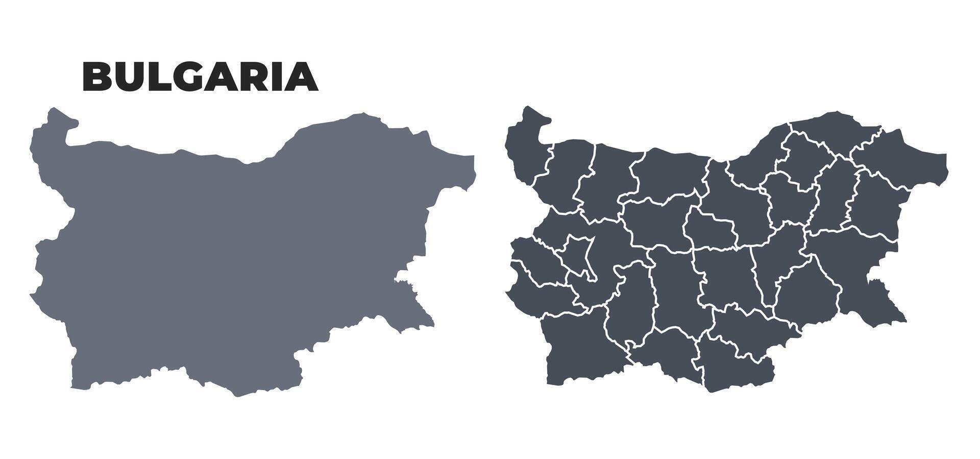 Bulgaria grey political map simple flat illustration set vector