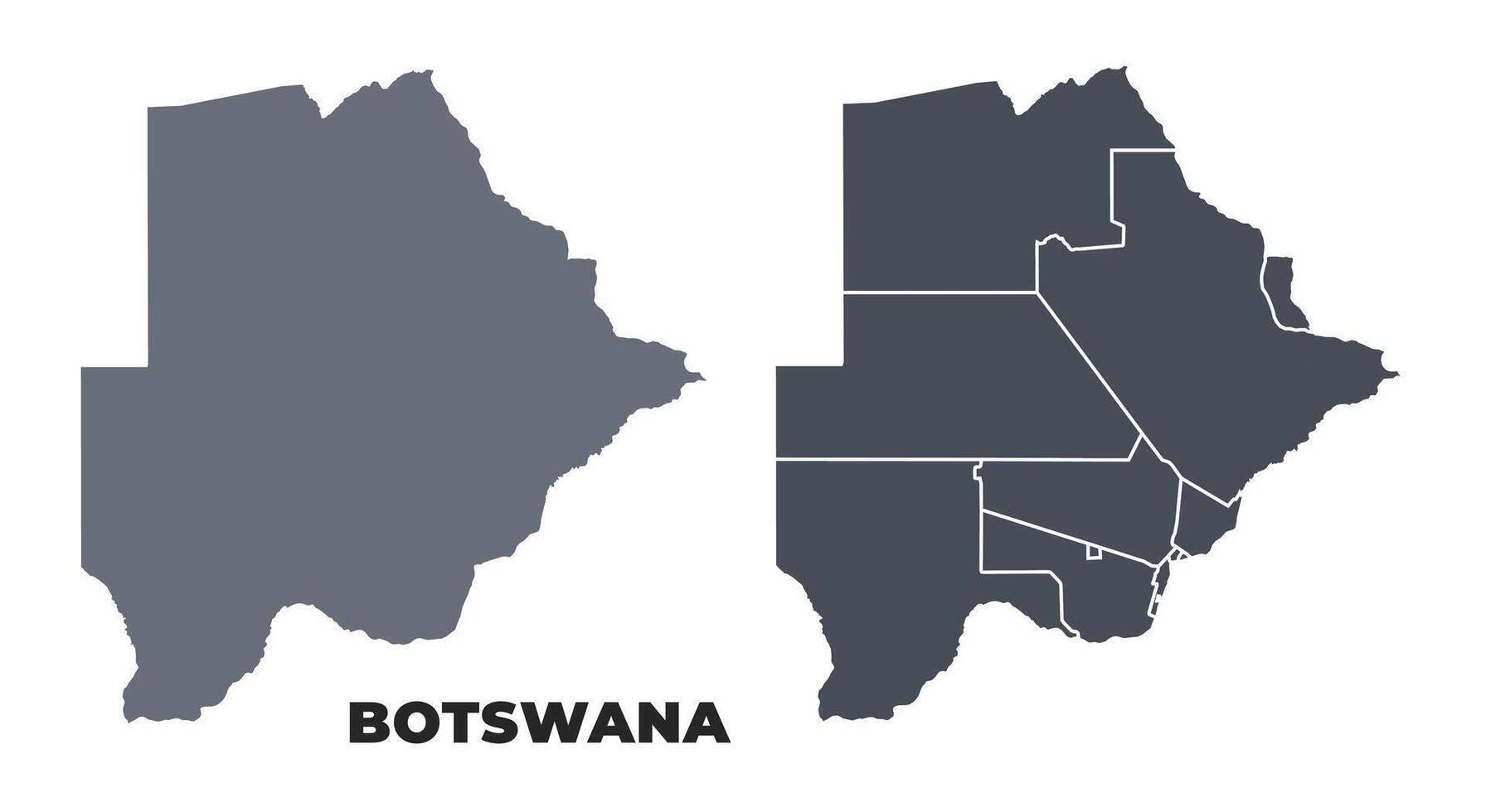 Botswana grey political map simple flat illustration set vector