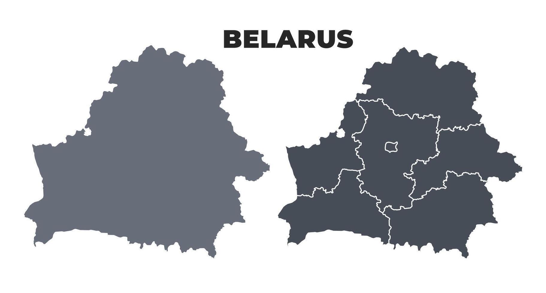 Belarus grey political map simple flat illustration set vector