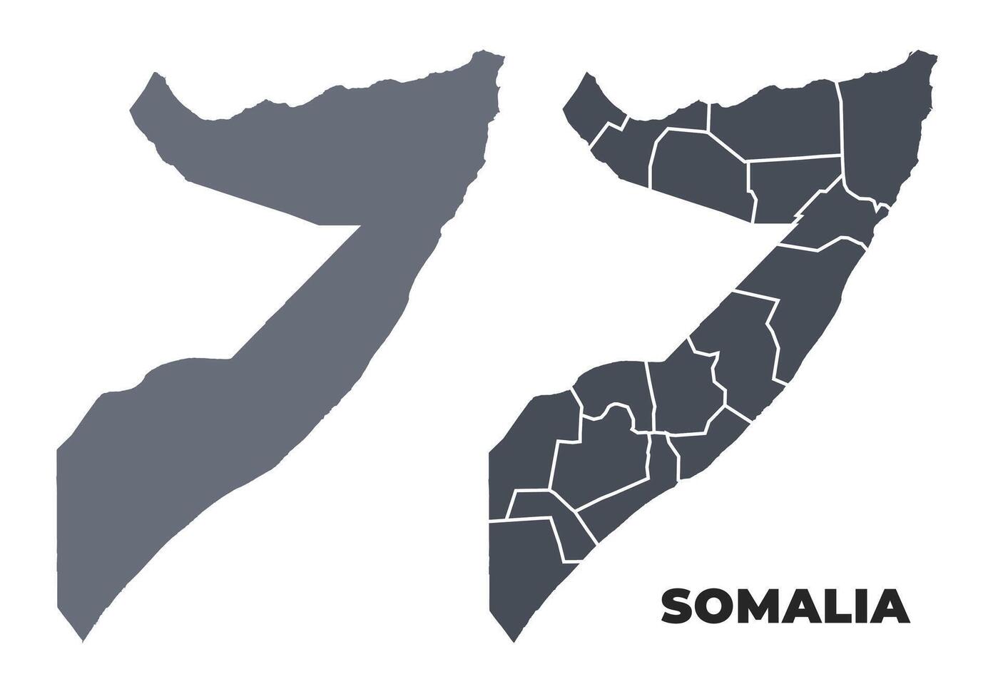 Somalia grey political map simple flat illustration set vector