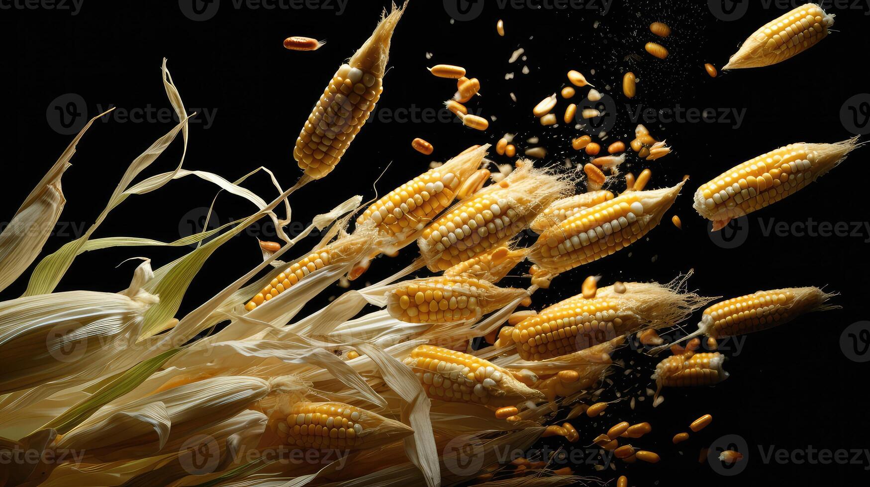 midair falling corn background photo