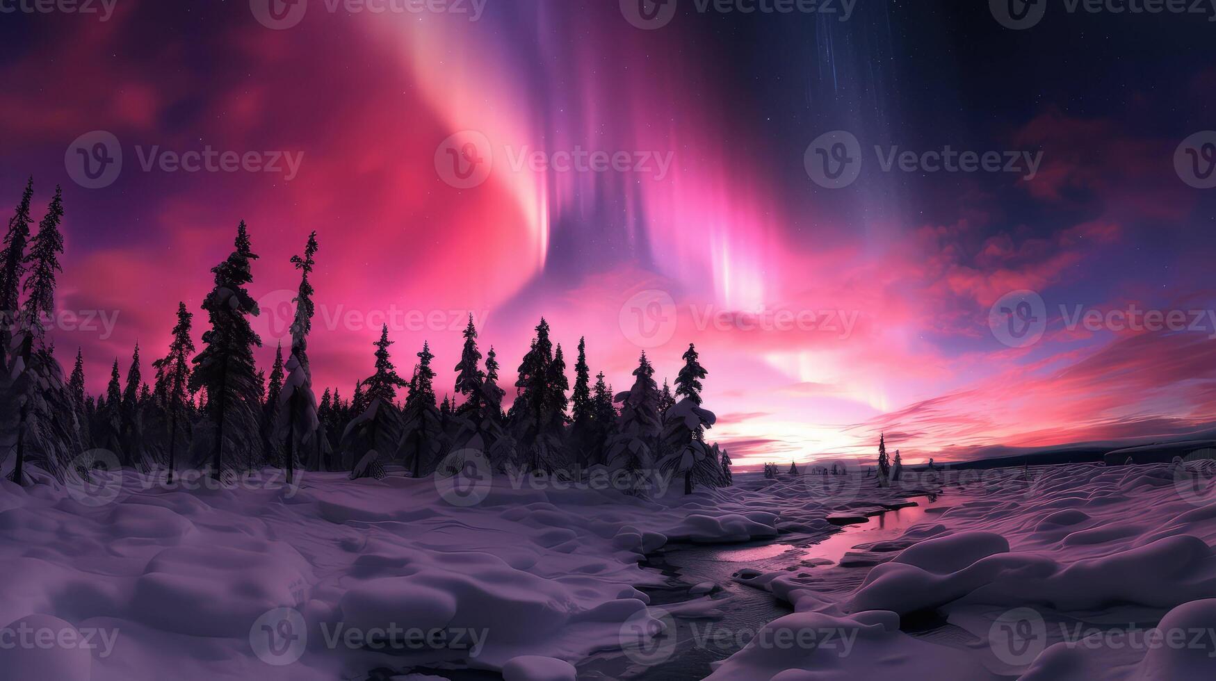 panoramic aurora pink photo