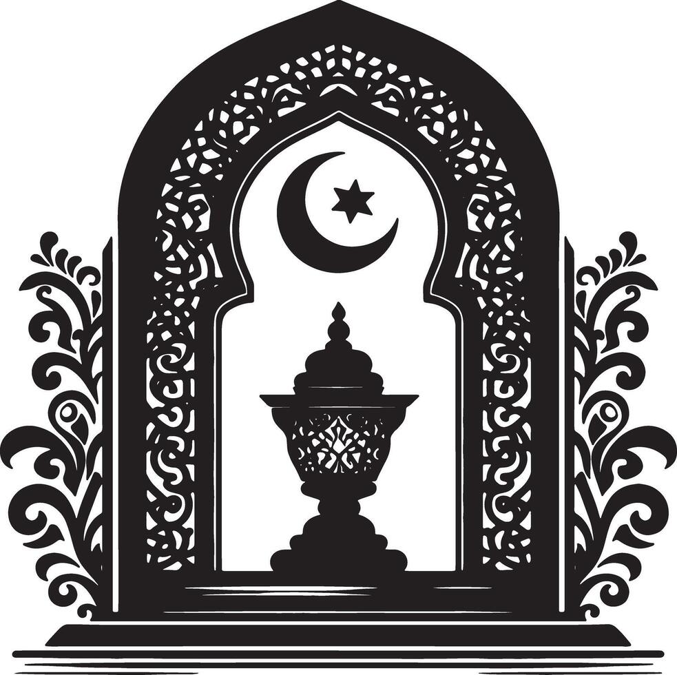 Traditional Islamic Lantern for Ramadan Mubarak Greetings vector