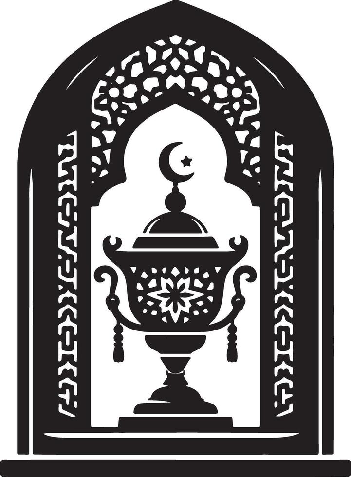 Islamic Festival Lantern with Crescent Moon Design vector