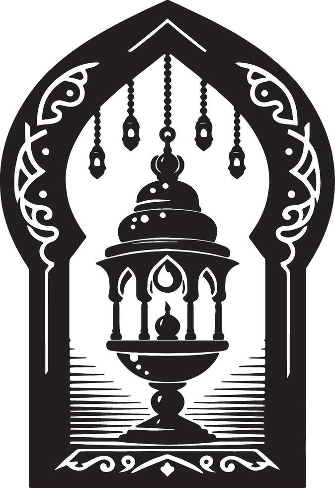 Islamic Lantern for Ramadan Mubarak and Eid vector