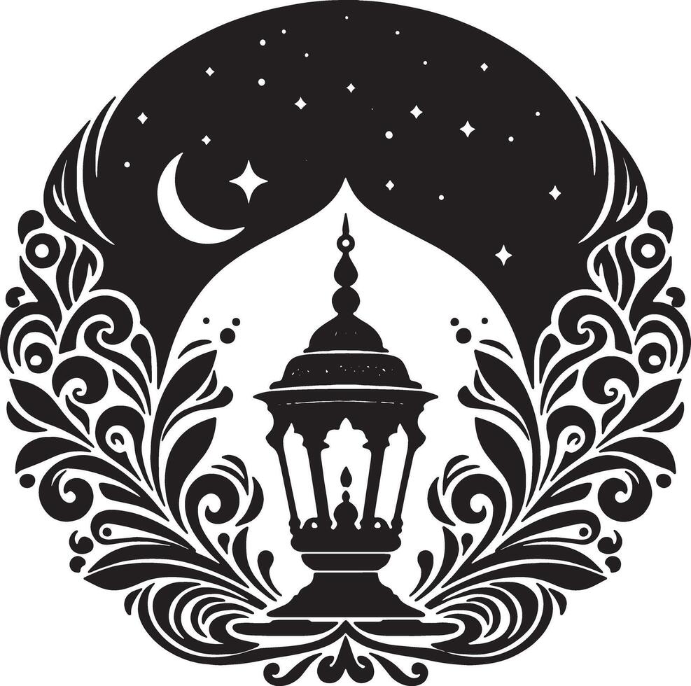 Ramadan Kareem Lantern and Moon Design vector