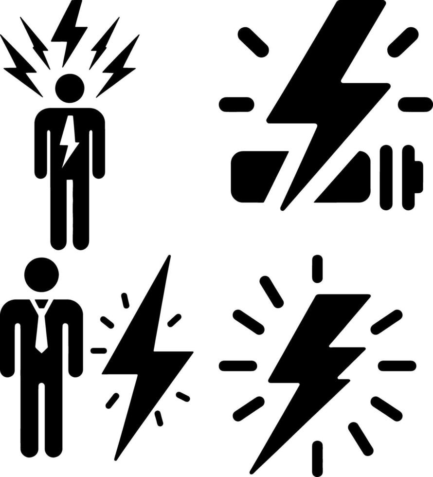 Set of Dramatic Lightning Flash Silhouette Design vector