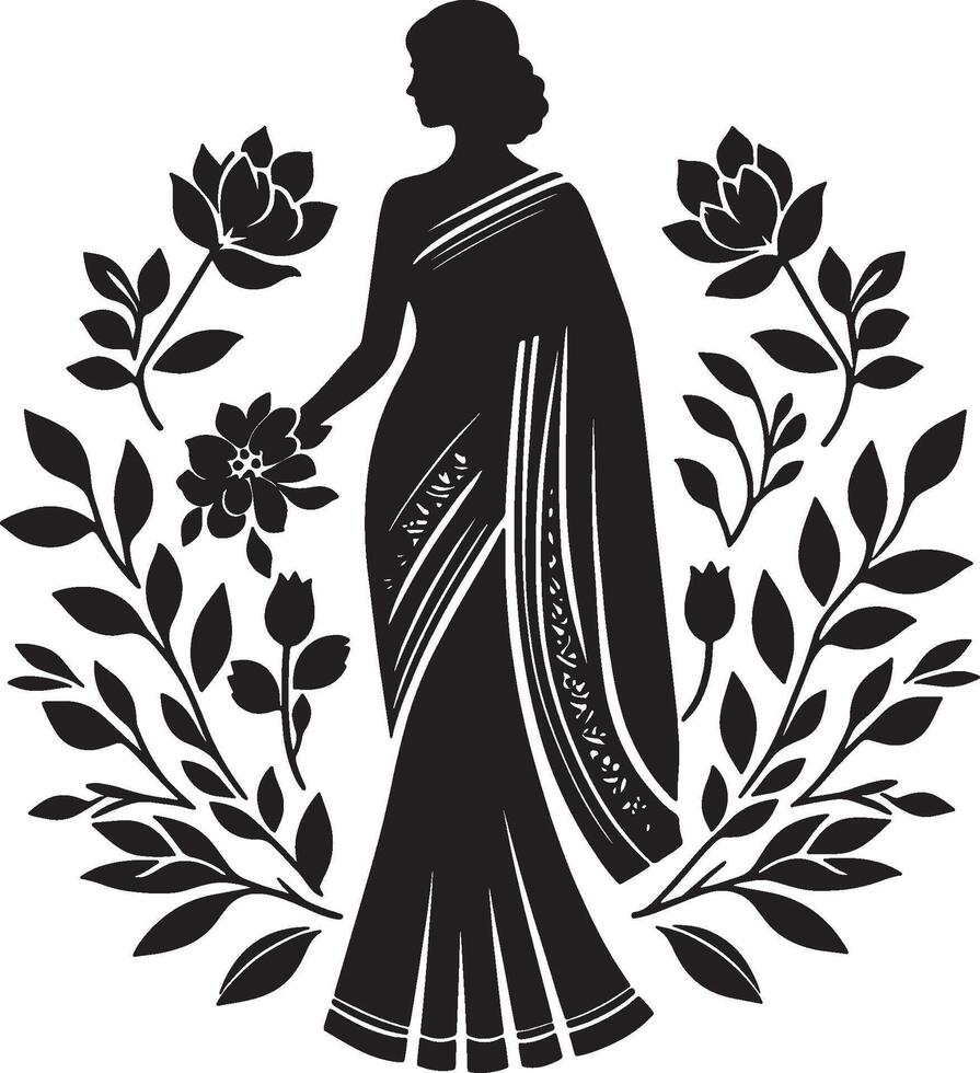 Floral Design Saree for Cultural and Traditional Events vector