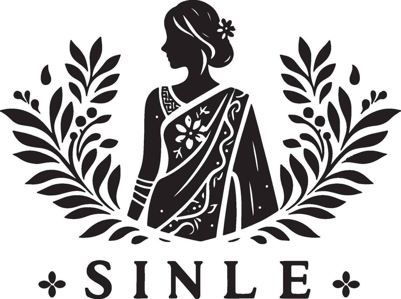 Stylish Saree with Floral Motifs and Elegant Design vector