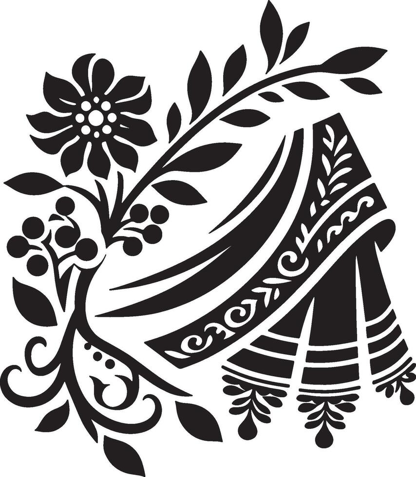 Floral Silhouette Saree for Cultural Events vector