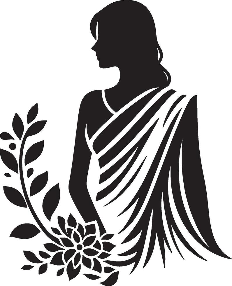 Vibrant Floral Print Saree for Fashion Enthusiasts vector