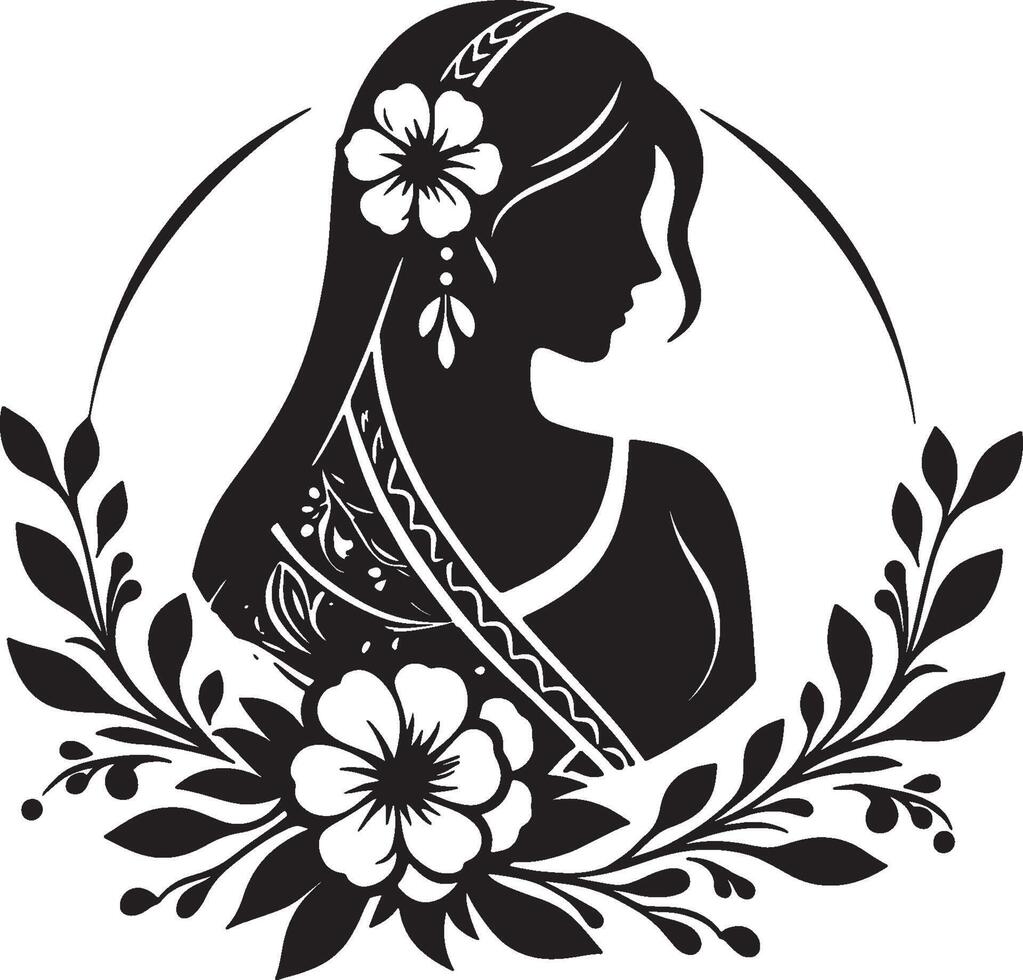 Traditional Indian Saree Featuring Floral Patterns vector
