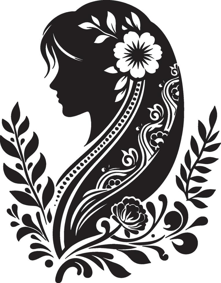 Floral Saree Silhouettes Design Collection vector
