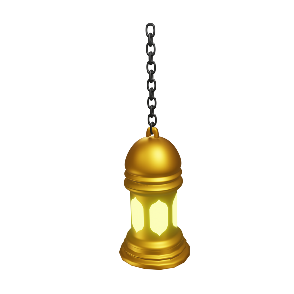 Hanging Golden Lantern with Light png