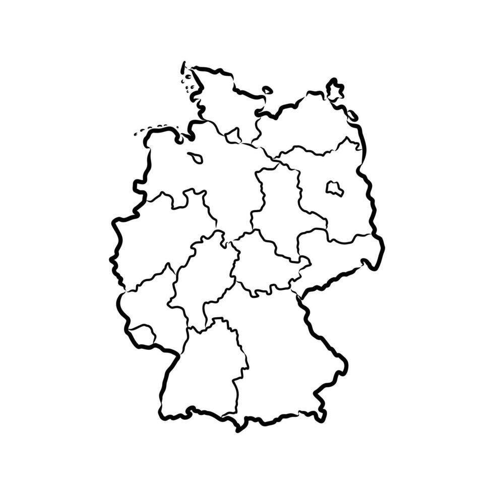 black and white sketch of the map of the Parliamentary Republic of Germany vector