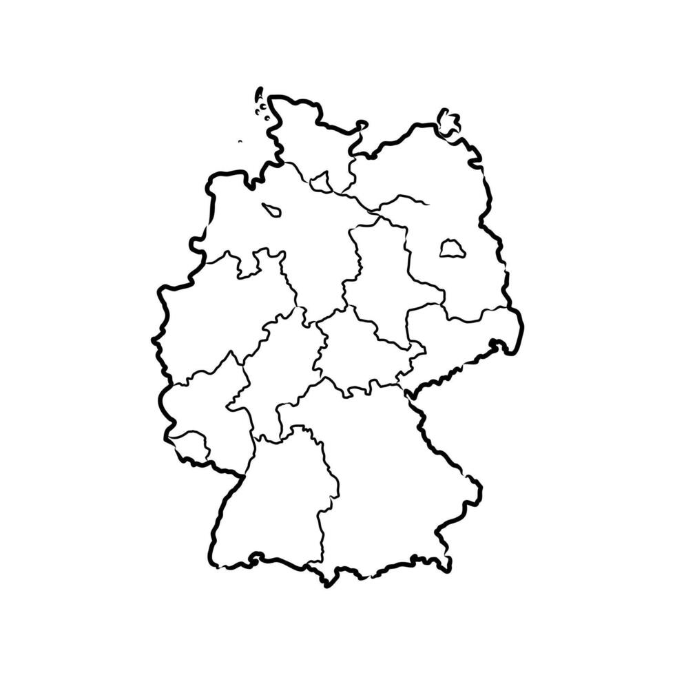 sketch of the map of the Parliamentary Republic of Germany vector