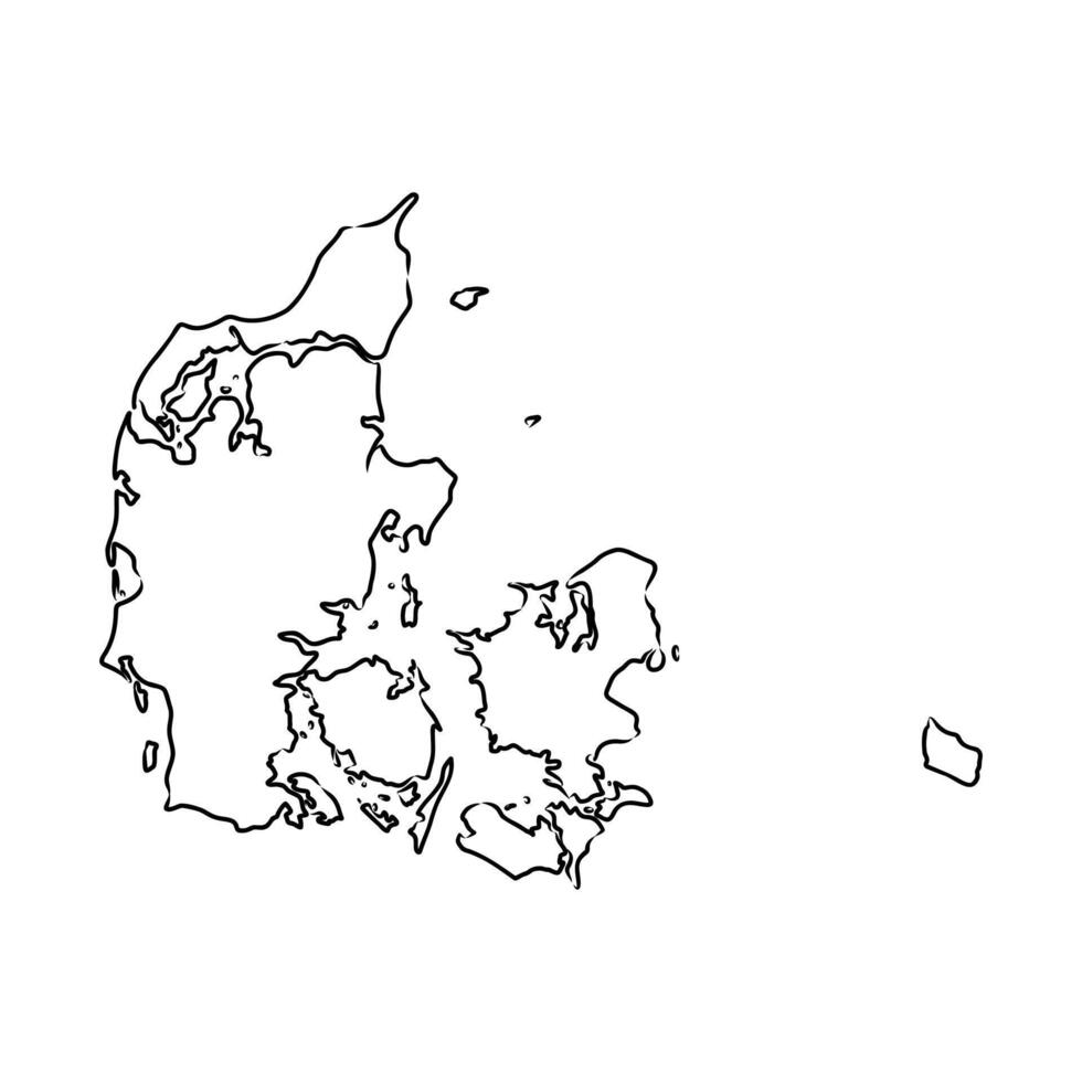 map of the Kingdom of Denmark black and white sketch vector