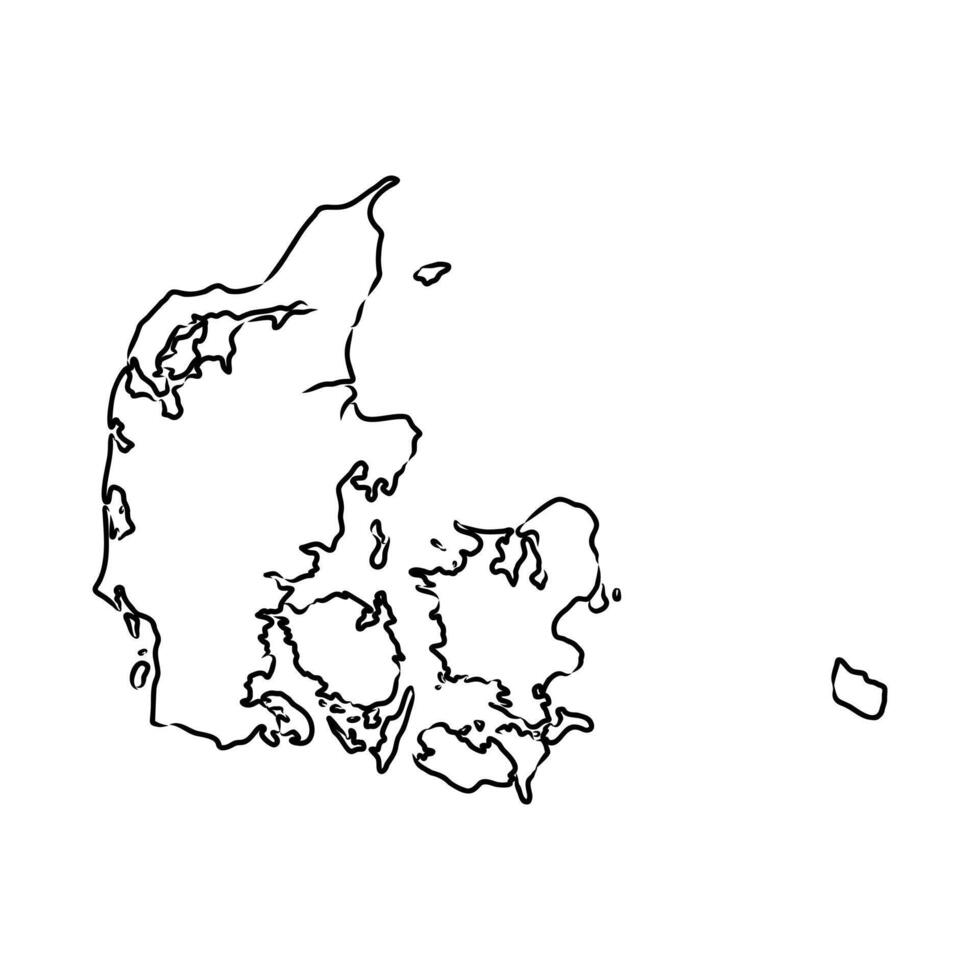 map of the Kingdom of Denmark in black and white vector