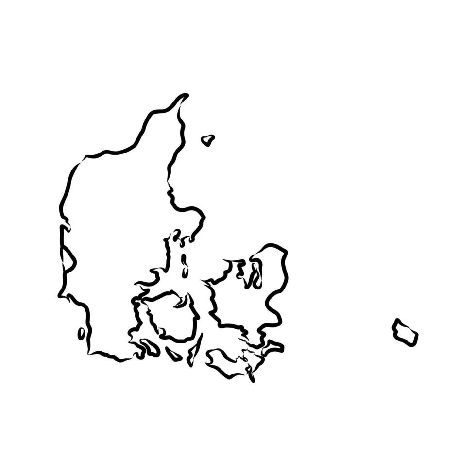 map of the state of Denmark black and white sketch vector