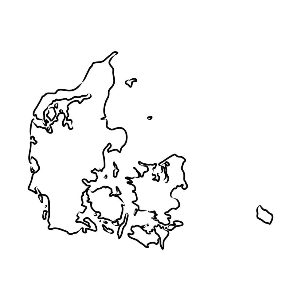map of the state of Denmark in black and white vector