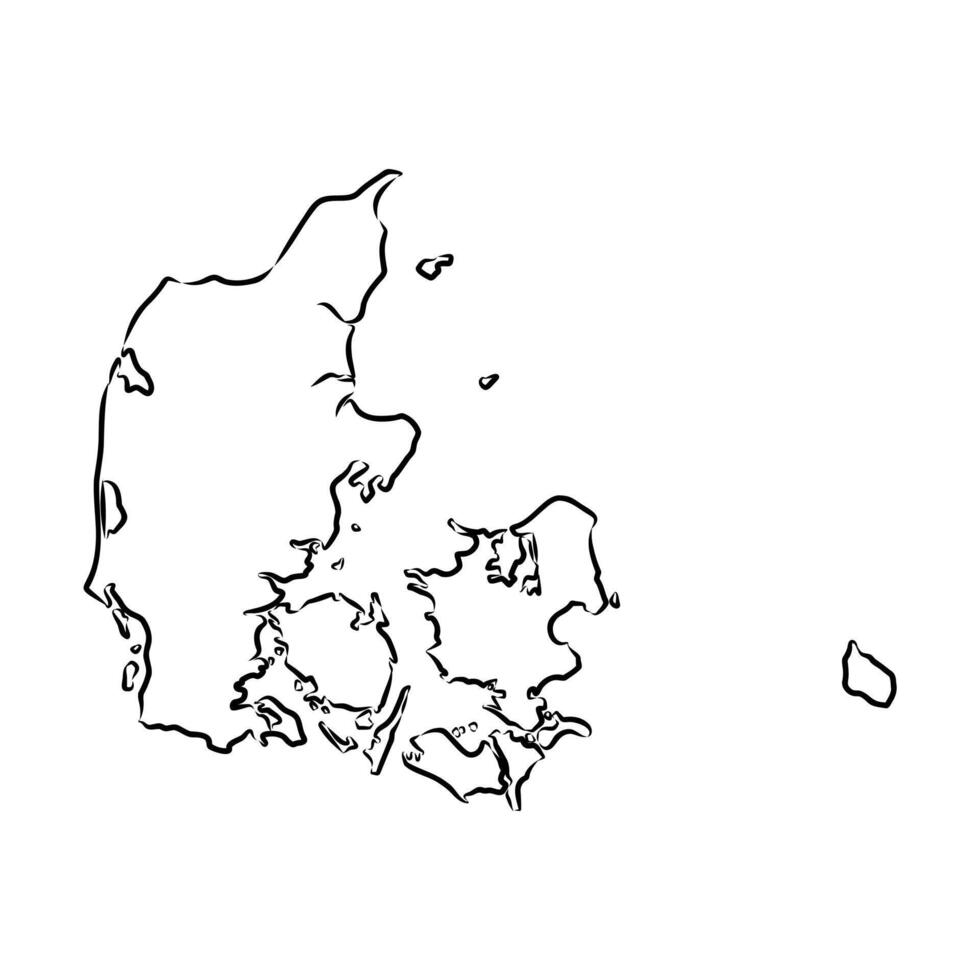 map of the Kingdom of Denmark sketch vector