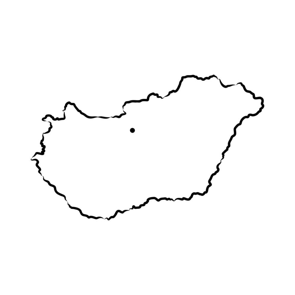 map of the Unitary Republic of Hungary black and white sketch vector