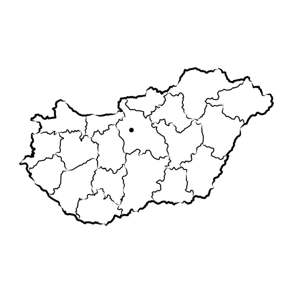 map of the Unitary Republic of Hungary sketch vector
