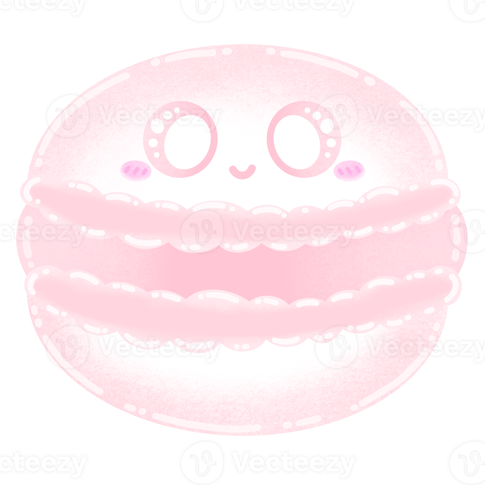 Pink Macaron Mascot Character Kawaii Cartoon illustration French Dessert Cute Dessert png
