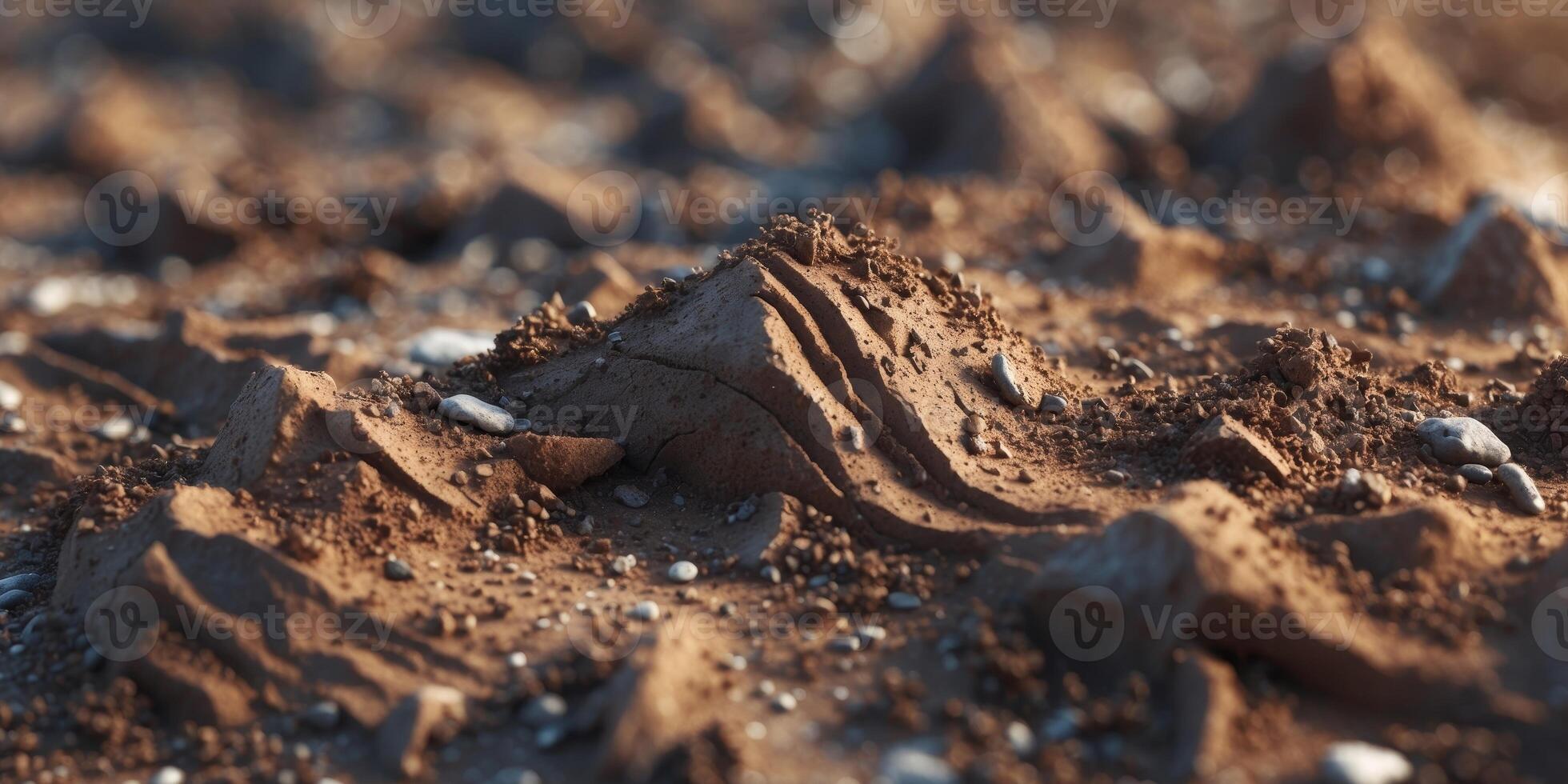 Close up of earth dirt on ground with bumps and textures photo
