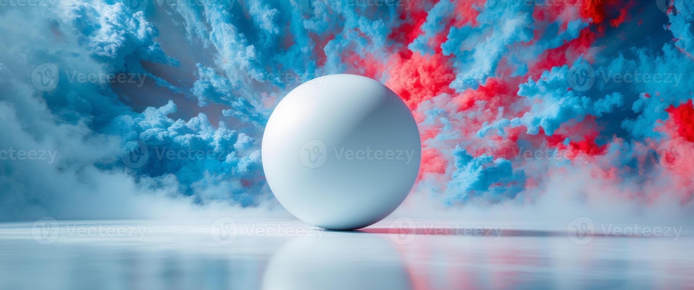 White Circle on Colorful Background with Blue and Red Texture photo