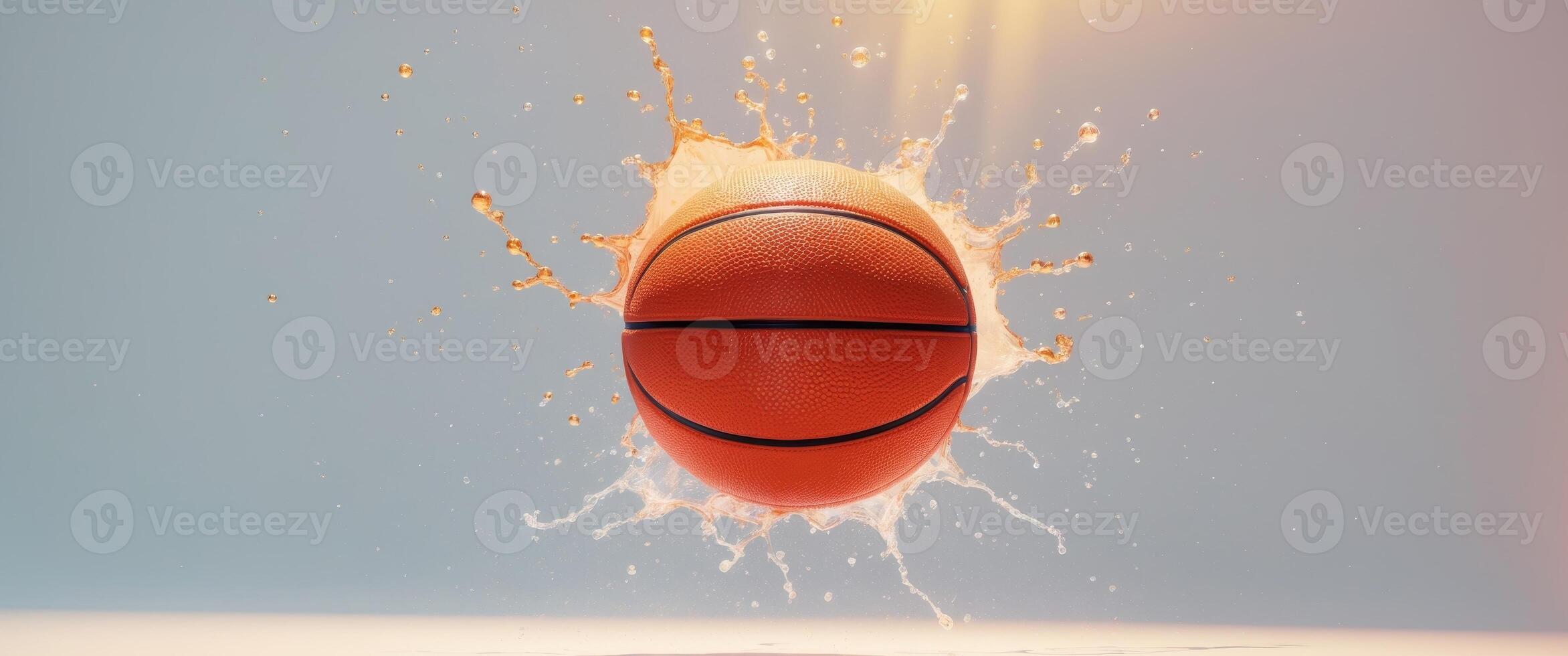 Basketball ball with splash of water and splash of water on white background photo