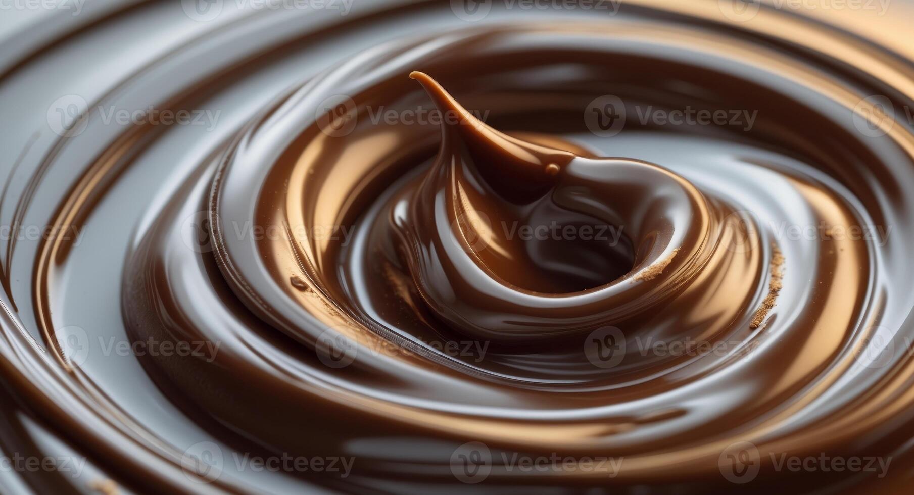 Close up of delicate liquid chocolate swirl background with smooth lines and caramel texture photo