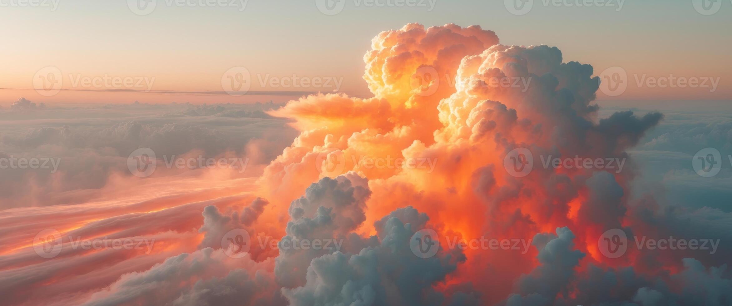 dramatic clouds with fiery colors creating a stunning atmospheric scene. photo