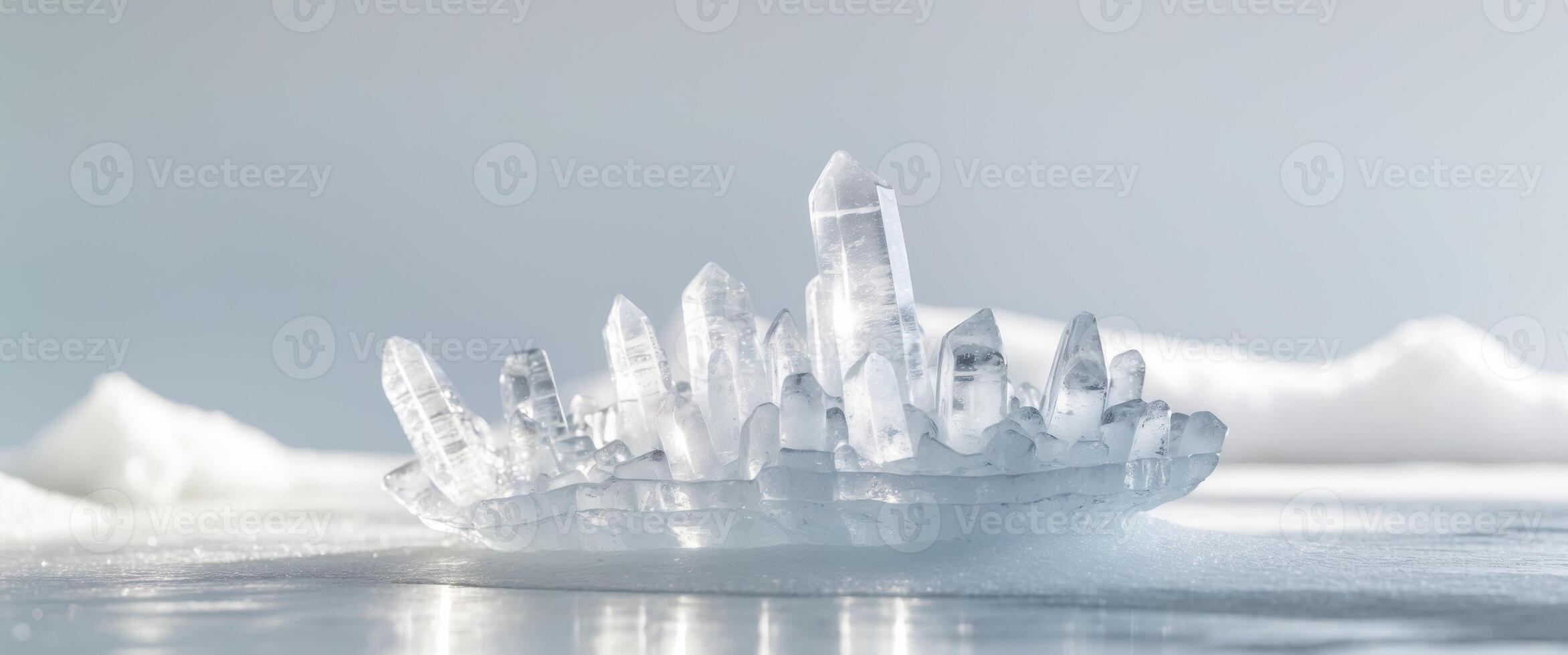 Sculpted Ice Formation with Light Refraction. photo