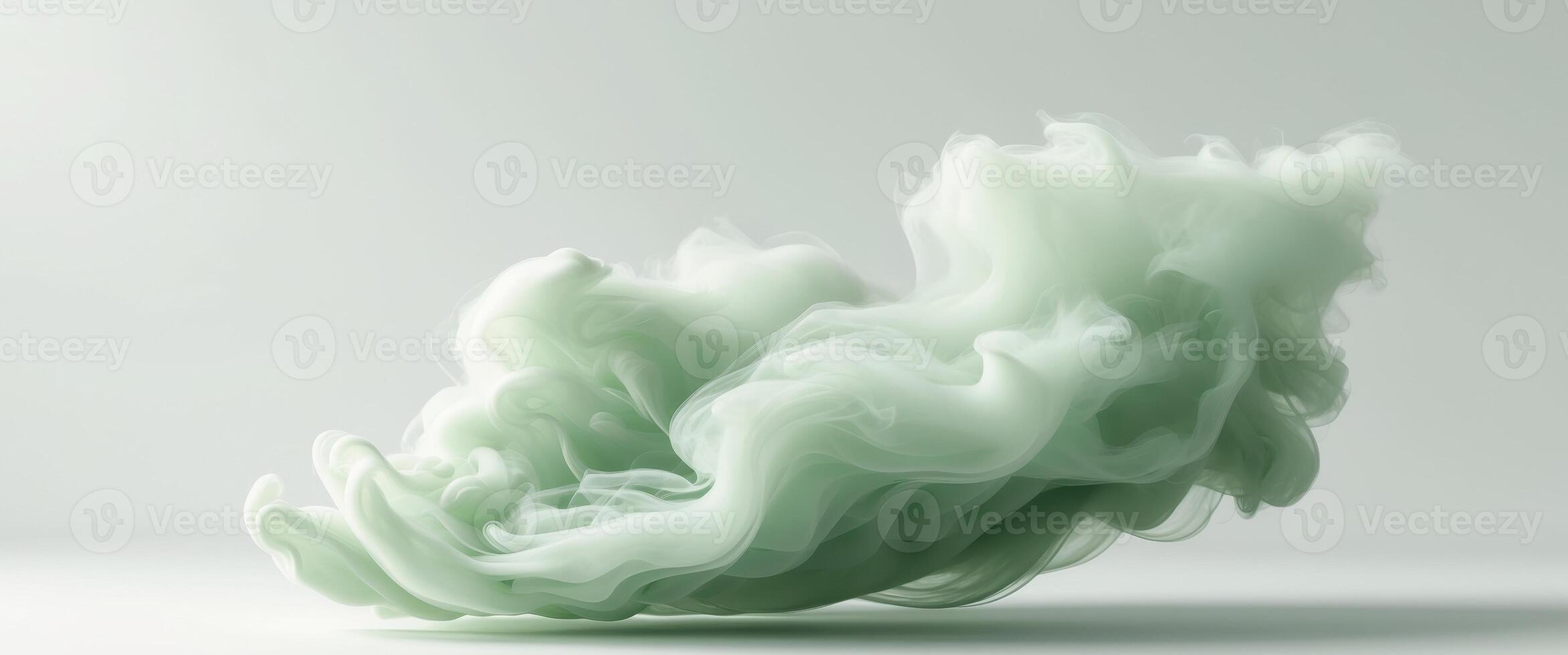 Green abstract smoke cloud design with soft texture creating empty space for text or graphics suitable for creative projects and backgrounds photo