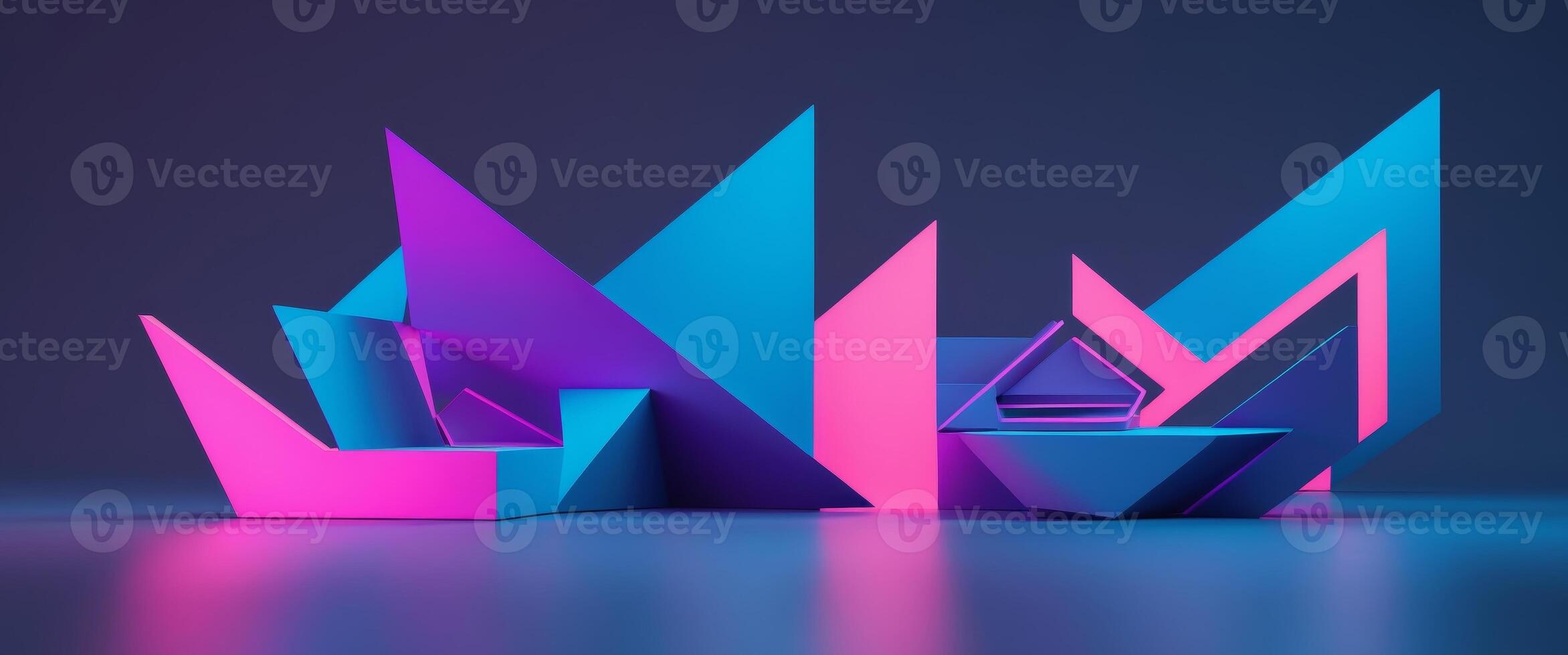 Abstract Futuristic Neon Geometric Design photo