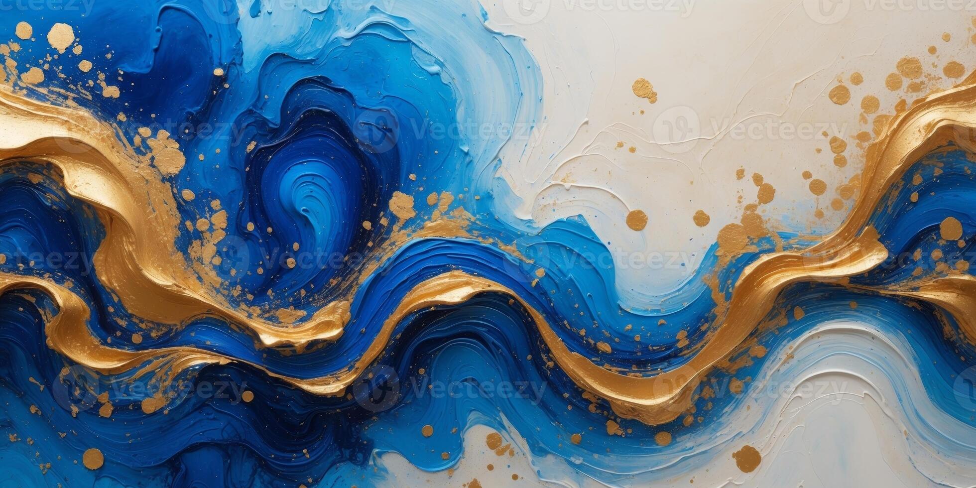 The image is a piece of abstract art with a blue and gold color scheme. photo