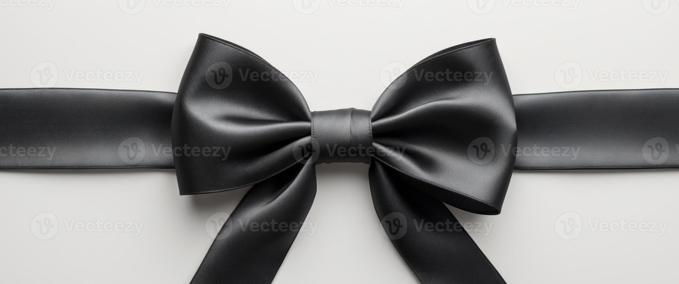 Sophisticated and symbolic black satin ribbon elegantly tied in a bow photo