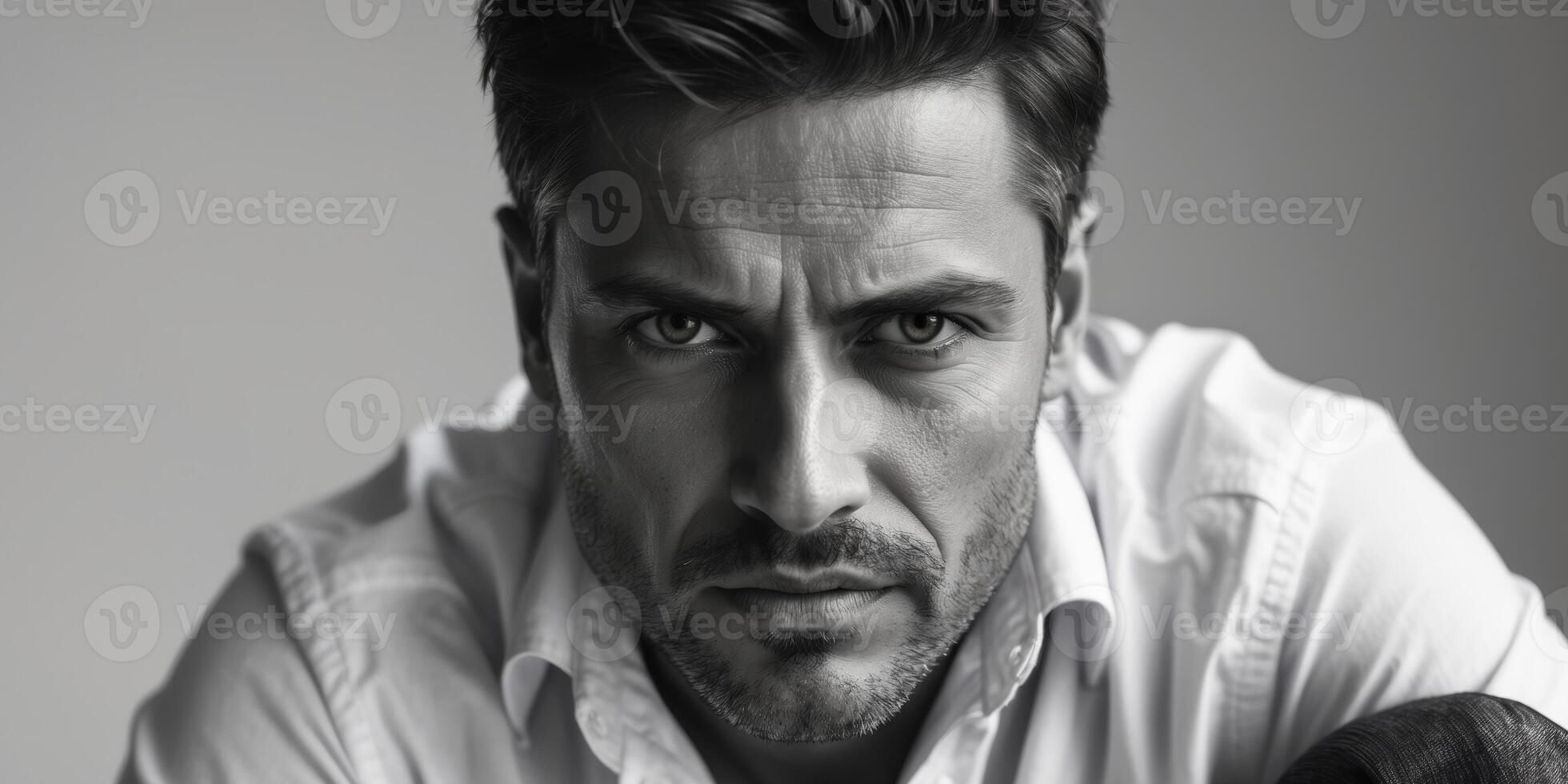 A man with a beard and a white shirt photo