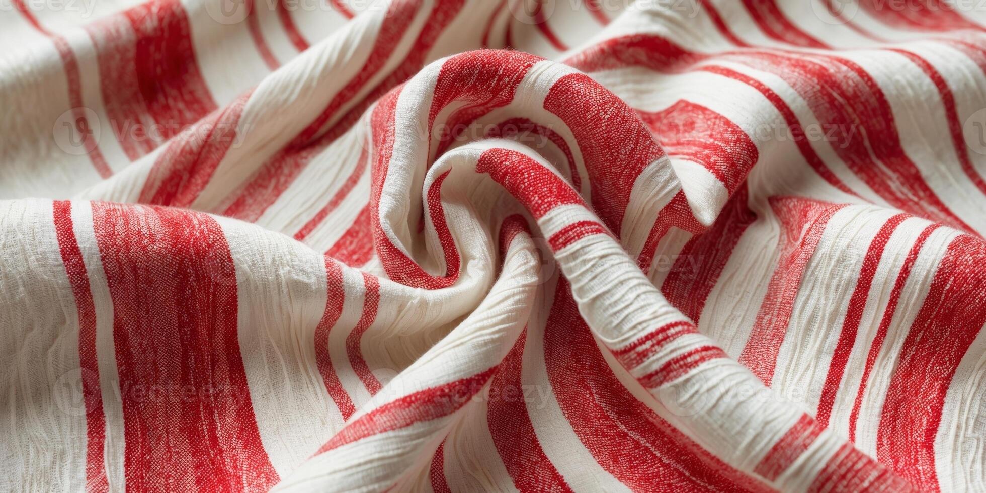 Red And White Striped Fabric With A Wavy Texture photo