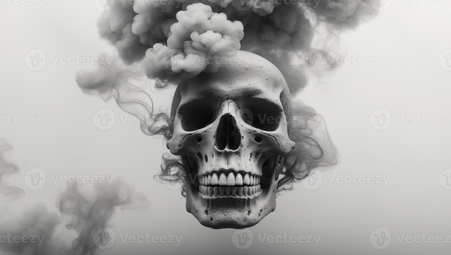 Skull formed by industrial smoke emissions in polluted atmosphere. photo