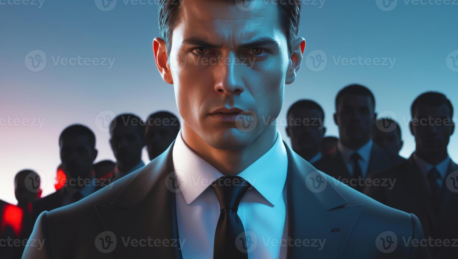 Mysterious spy agent confronts shadowy figures. photo