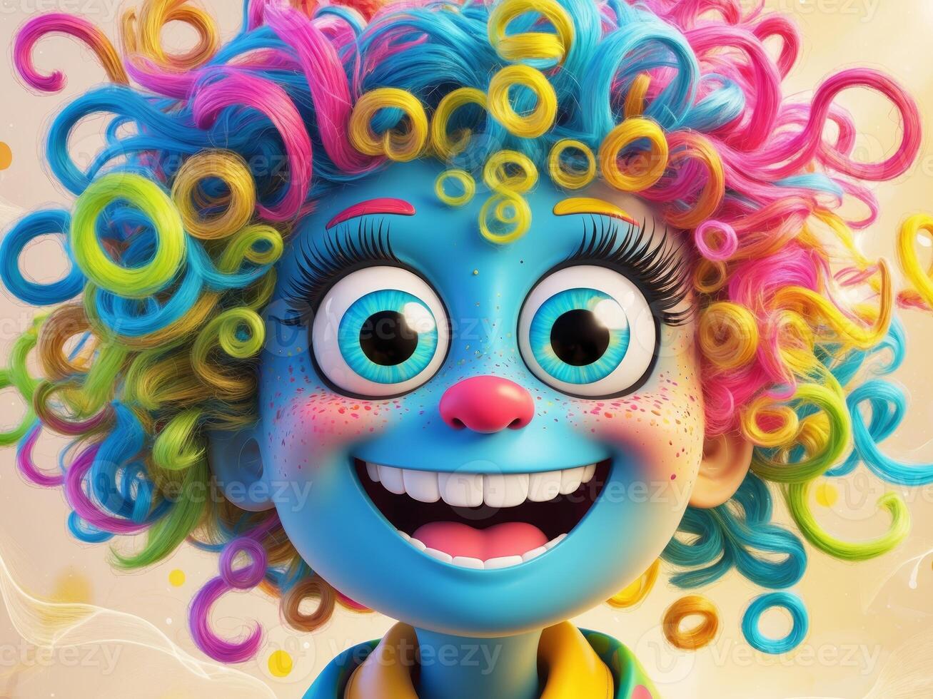 A Vibrant and Colorful Cartoon Character Featuring Distinct and Expressive Features. photo