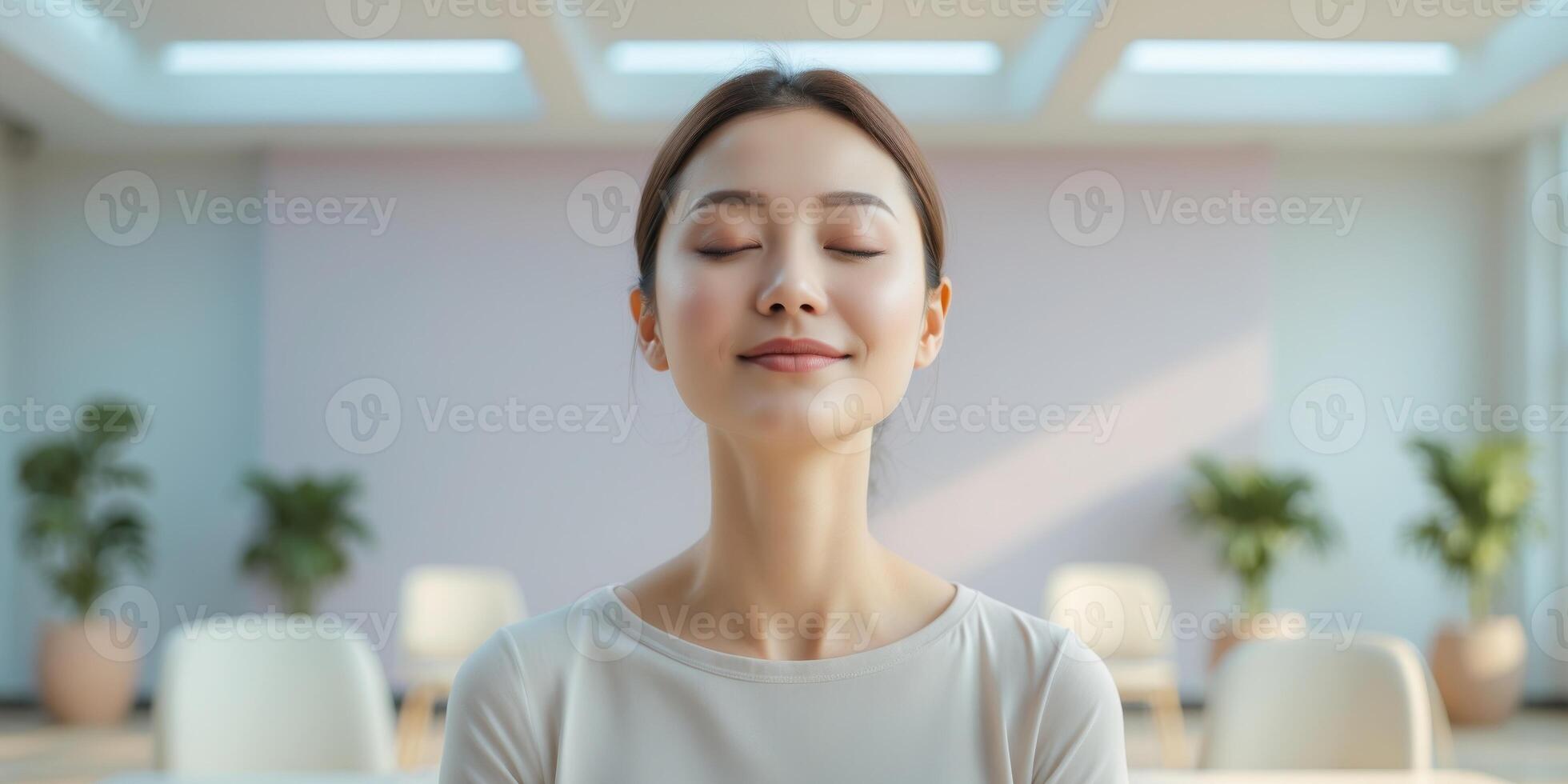 Mindful Breathing Exercises in Bright Conference Room. photo