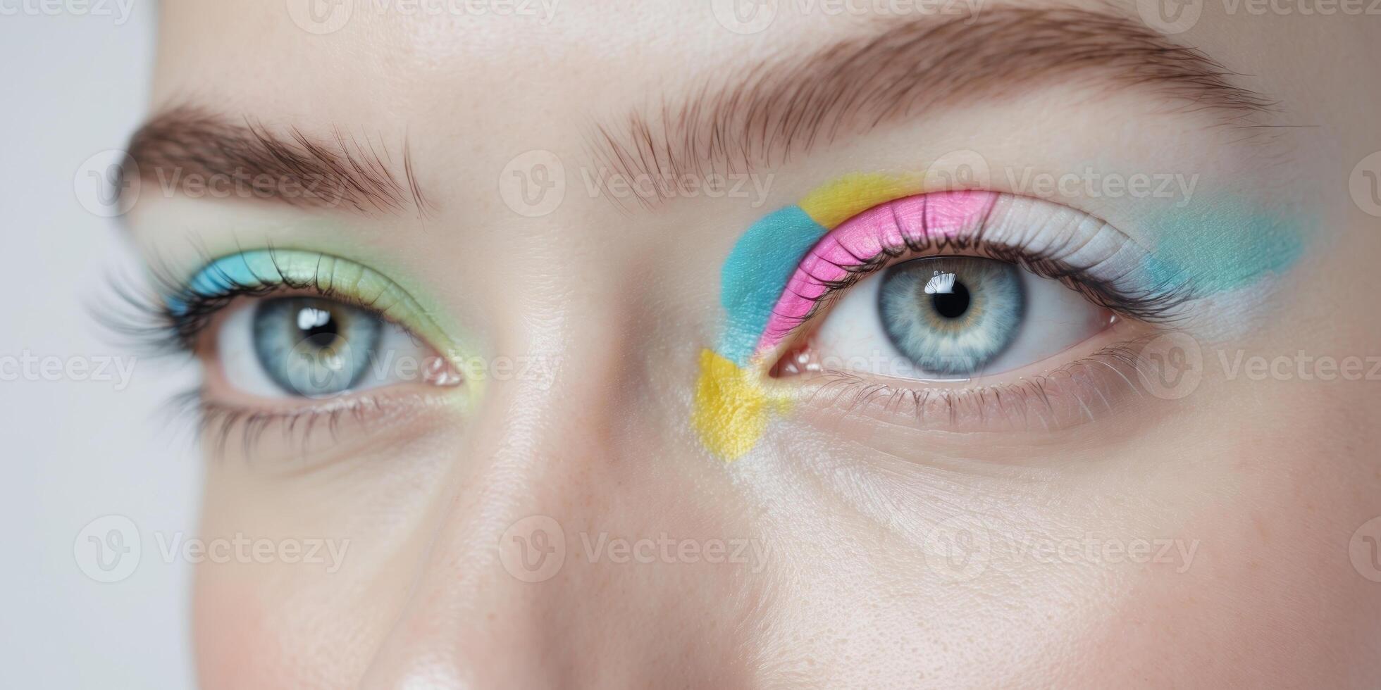 Beautiful eyes attract beauty by applying a colorful color to the eyelid. photo