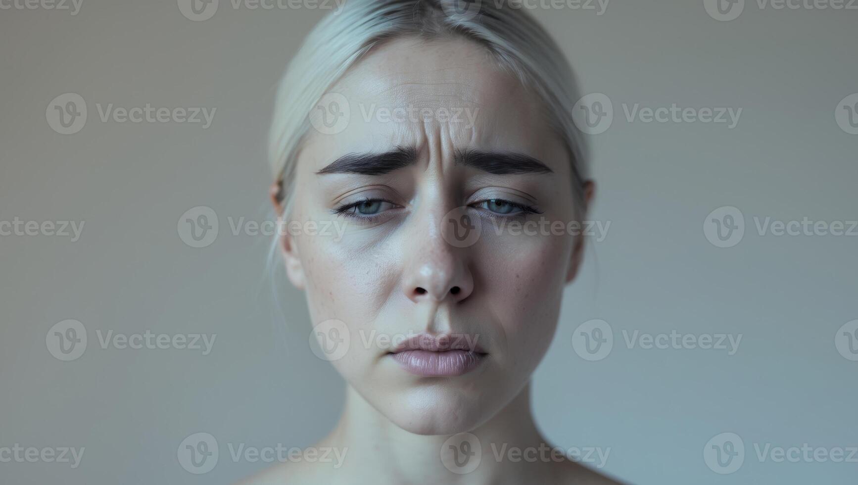 Disgust A face with a scrunched up nose a frown and a turned dow photo